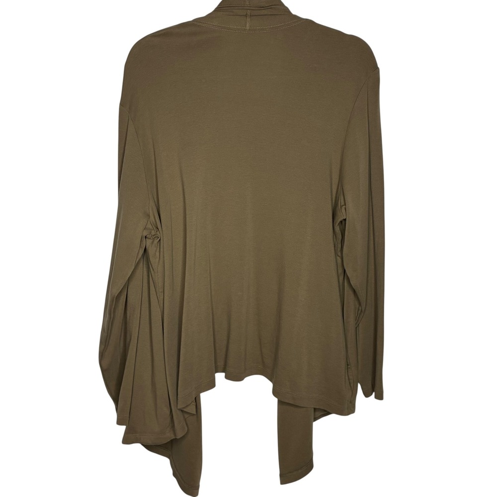 J Jill Perfect Pima Cascade Cardigan 2X Women Olive Brown Cotton Open Front - Picture 6 of 9